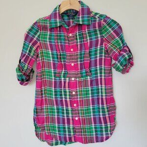Ralph Lauren polo long sleeve button up plaid flannel tunic size 8